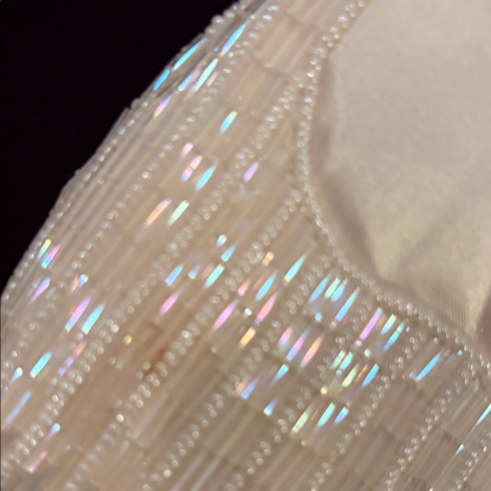 Vintage Magid Elegant Cream aurora borealis Beaded Women's Evening Bag with stra - Picture 10 of 12